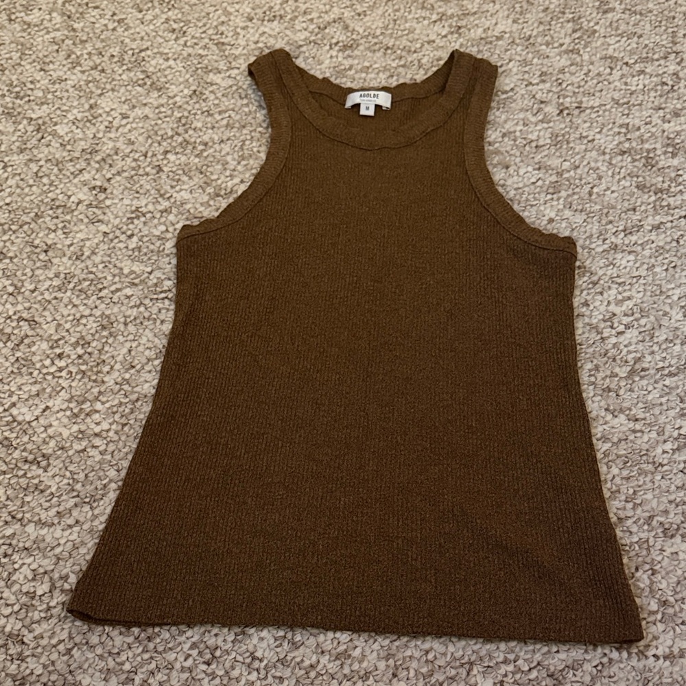 AGOLDE Chocolate Ribbed Tank Top